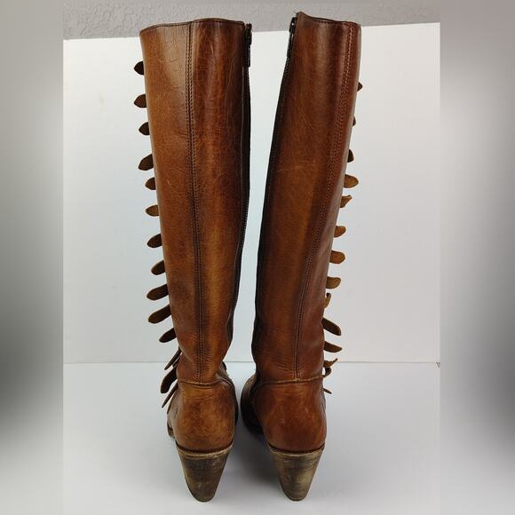 FRYE IZZY Belted Gladiator Distressed Leather Buckles Open Toe Boot Sandals 10 - Picture 4 of 17